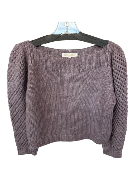 Loveshackfancy Size XS Purple Baby Alpaca Long Balloon Sleeve Perforated Sweater Purple / XS