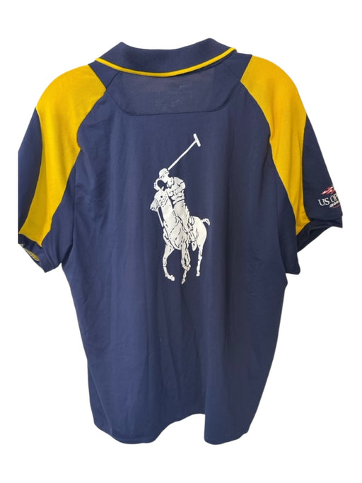 RLX Size L Navy & Yellow Polyester Blend Perforated Athletic Men's Polo Navy & Yellow / L