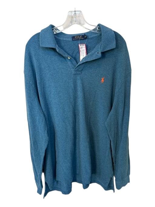Polo Ralph Lauren Size XXL Blue & Orange Cotton Solid Collar Men's Polo Blue & Orange / XXL