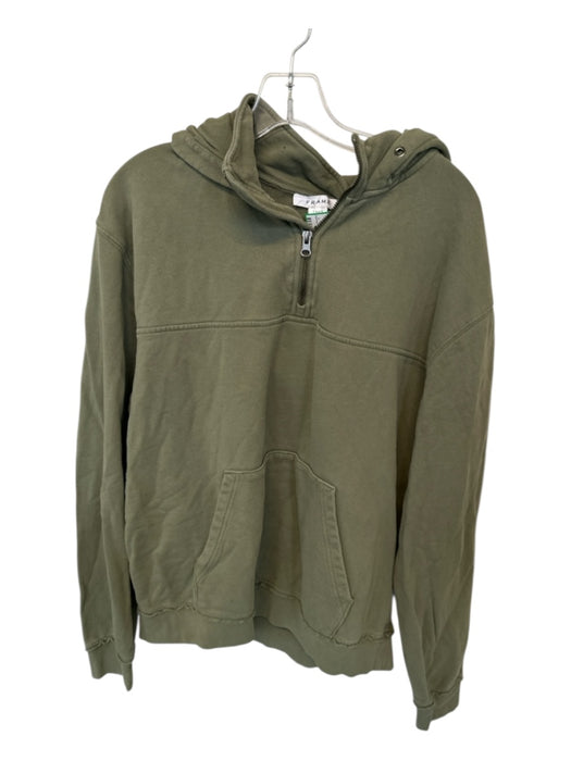 Frame Size L Olive Green Cotton Hood Half Zip Long Sleeve Jacket Olive Green / L