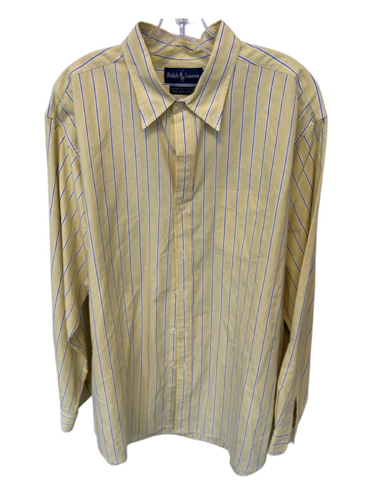 Ralph Lauren Size XL Yellow & Navy Cotton Striped Button Down Men's Shirt Yellow & Navy / XL