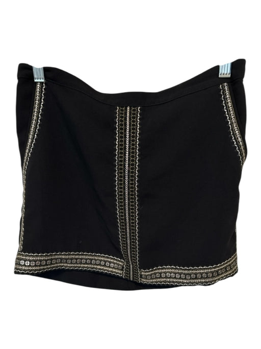 Madewell Size 0 Black & Gold Polyester Back Zip Embroidered Mini Skirt Black & Gold / 0