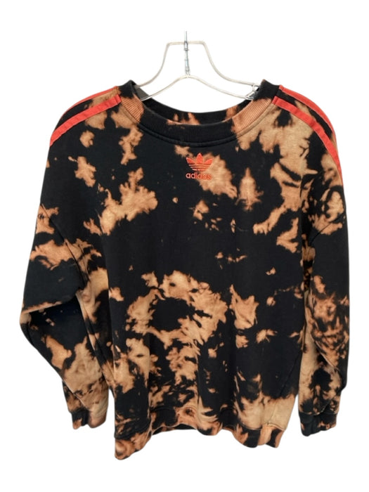 Adidas Size S Black & Orange Cotton Tie Dye Athletic Men's Sweatshirt Black & Orange / S