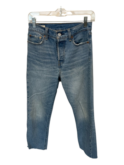 Levi's Size 26 Med Light Wash Cotton High Waist Button Fly Straight Leg Jeans Med Light Wash / 26