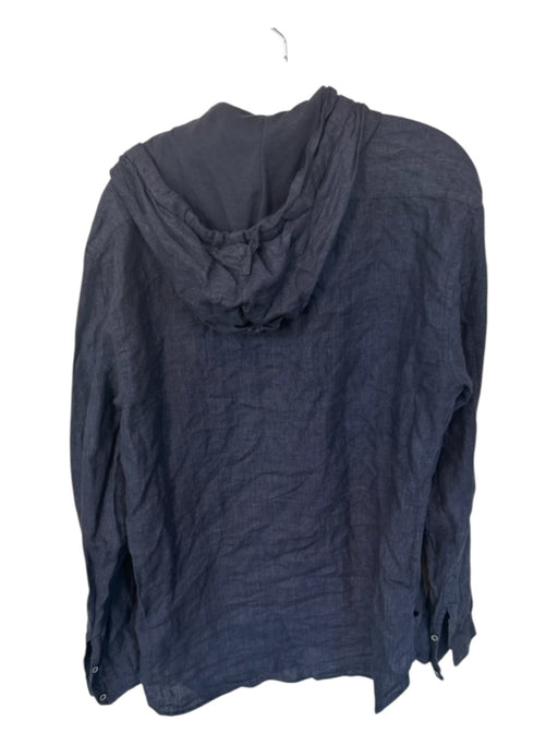 Zara Navy Linen Buttons Men's Hoodie Navy / XL