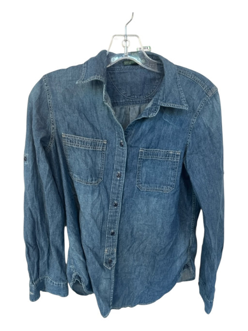 Lauren Ralph Lauren Size S Dark Wash Cotton Long Sleeve Button Down Denim Top Dark Wash / S