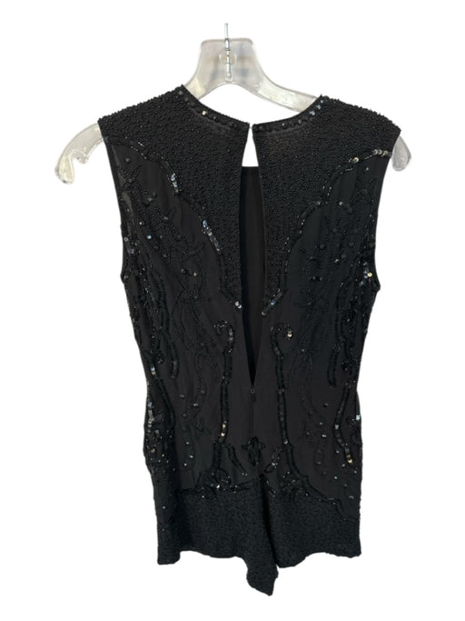 Ceilonia Size Est S Black Sequin Sleeveless Keyhole Back Romper Black / Est S
