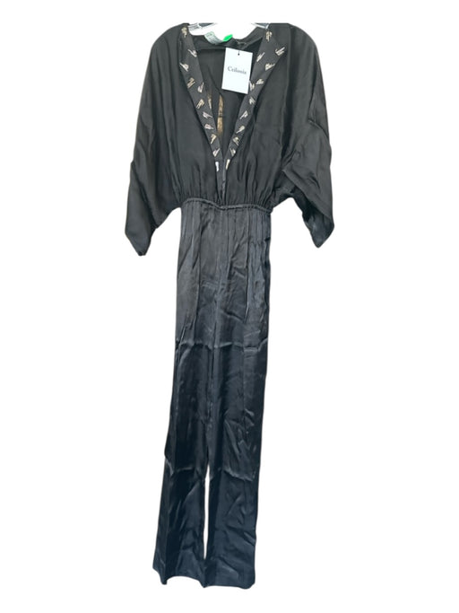 Ceilonia Size S Black Long Sleeve Beaded Neckline Belt included Jumper Black / S