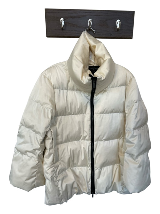 +J x Uni Qlo Size M Cream & Black Long Sleeve Puffer Full Zip Coat Cream & Black / M