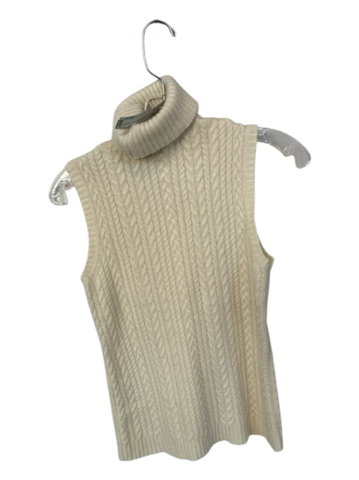 Ralph Lauren Black Size M Cream Cashmere Turtle Neck Cable Knit Sweater Cream / M