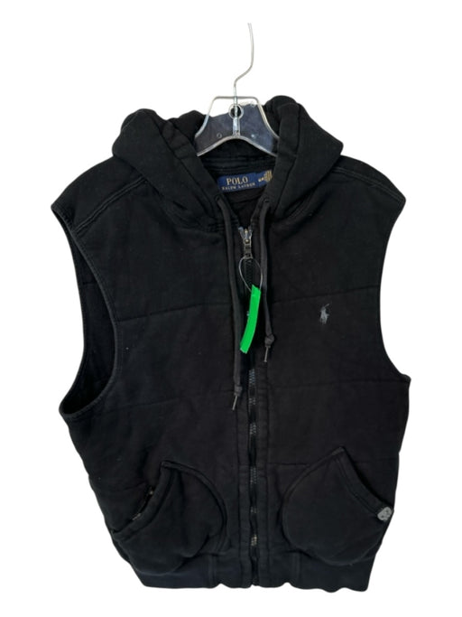 Polo Ralph Lauren Size M Black Cotton Hood Full Zip Men's Vest Black / M