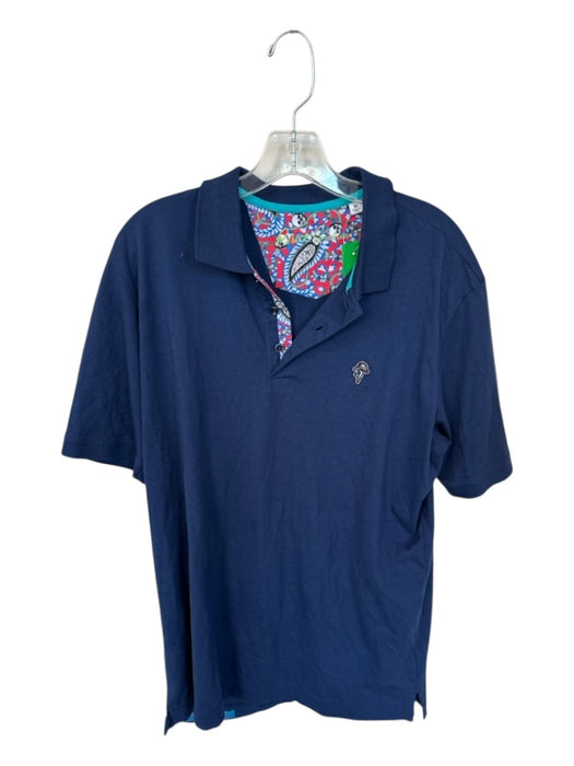 Robert Graham Size M Navy Cotton Solid Men's Polo Navy / M