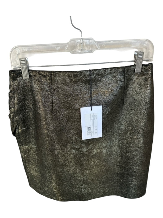 IRO Size 38 Gold & Black Lamb leather Metallic Gathered Side Mini Skirt Gold & Black / 38