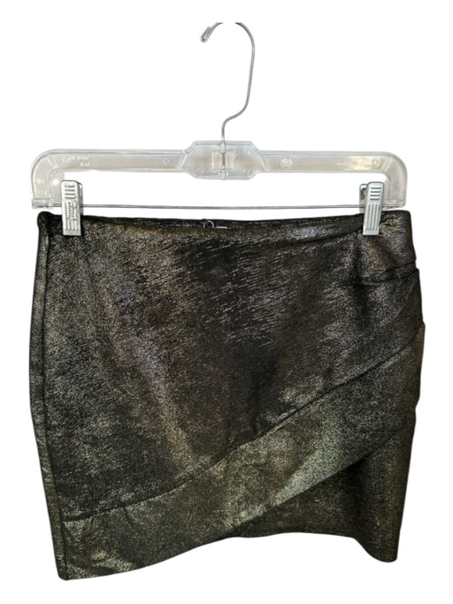 IRO Size 38 Gold & Black Lamb leather Metallic Gathered Side Mini Skirt Gold & Black / 38