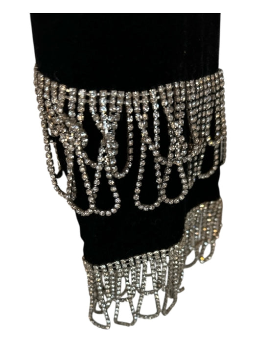 Camila Coelho Size S Black & Silver Velvet Rhinestones Cropped One Button Jacket Black & Silver / S