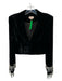 Camila Coelho Size S Black & Silver Velvet Rhinestones Cropped One Button Jacket Black & Silver / S