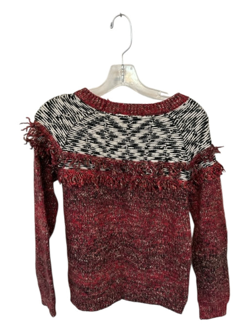 Sanctuary Size XS Red & Black Acrylic Blend Long Sleeve Fringe Sweater Red & Black / XS