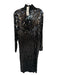 Zara Size S Black Sequin Long Sleeve Mock Neck Back Zip Maxi Dress Black / S