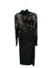 Zara Size S Black Sequin Long Sleeve Mock Neck Back Zip Maxi Dress Black / S