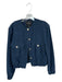 Maje Size 36 Navy Cotton Textured Buttons Elastic Waist Jacket Navy / 36