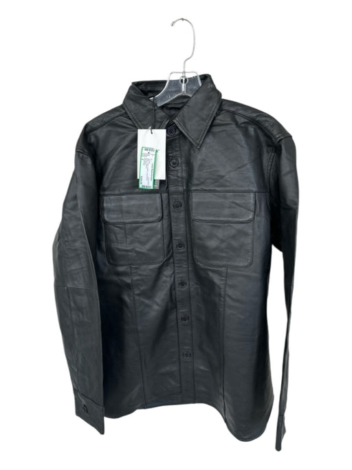 Deadwood Size 4 Black Leather Long Sleeve Buttons Jacket Black / 4