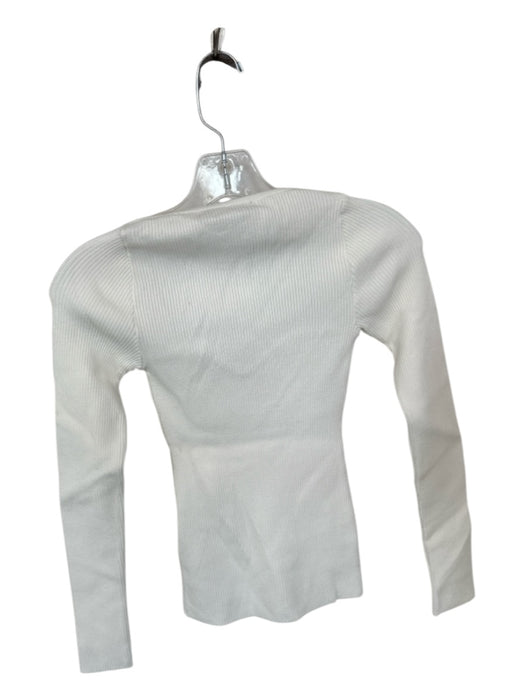 Paola Bernardi Size S White Viscose Blend Long Sleeve Ribbed Top White / S