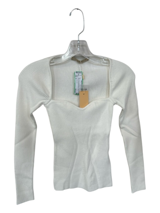 Paola Bernardi Size S White Viscose Blend Long Sleeve Ribbed Top White / S