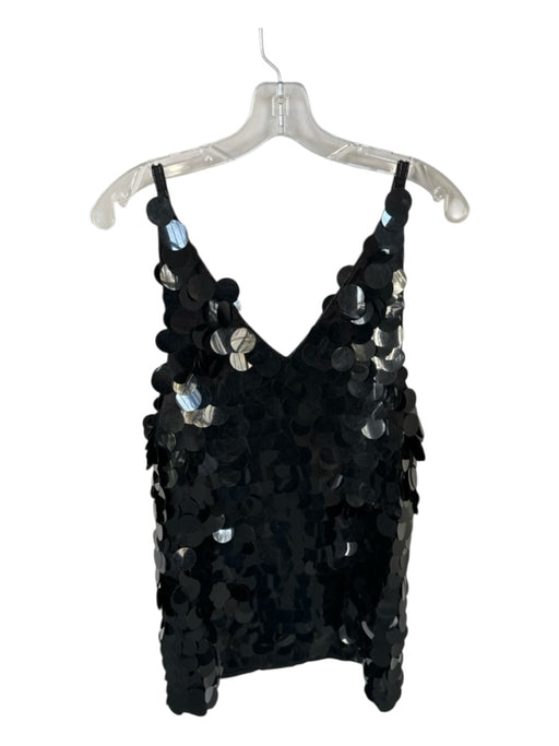 Ceilonia Size Est S Black Sequin Spaghetti Strap V Neck Shift Dress Black / Est S