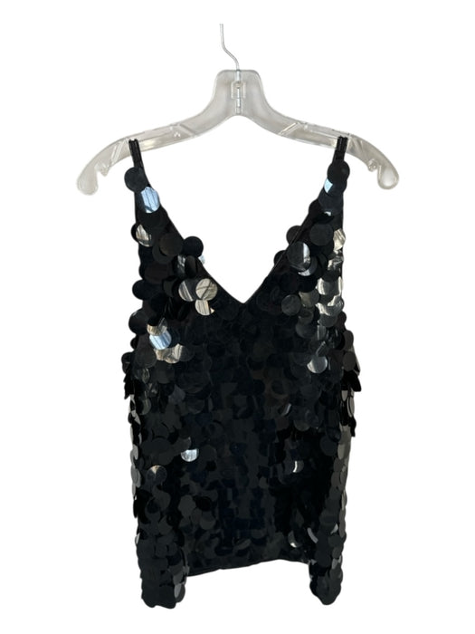 Ceilonia Size Est S Black Sequin Spaghetti Strap V Neck Shift Dress Black / Est S
