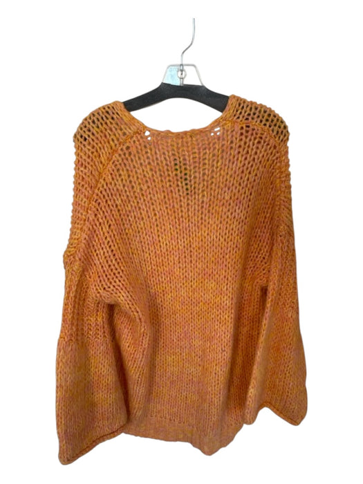Free People Size S Orange & Pink Alpaca Blend Loose Knit Long Sleeve Sweater Orange & Pink / S