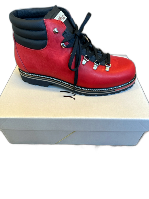 Montelliana Shoe Size 11 NWT Red & Black Leather High Top Lace Up Hiking Boots Red & Black / 11