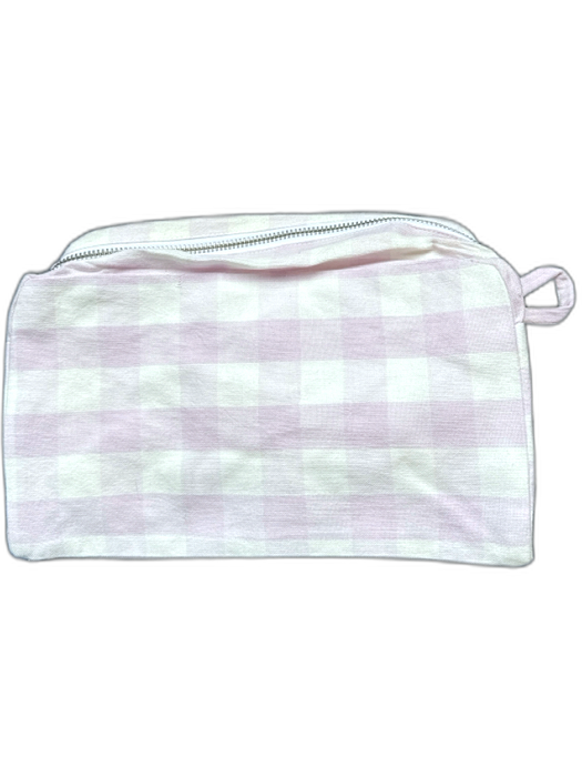 Summery Purple & White Cotton Checkered Zip Close Makeup Bag Bag Purple & White / S