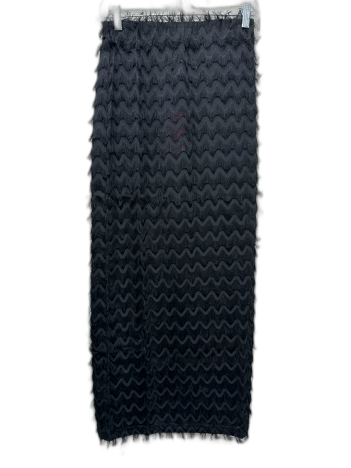 Blanca Size XS/S Black Polyester Elastic Waist Wave Fringe Maxi Skirt Black / XS/S