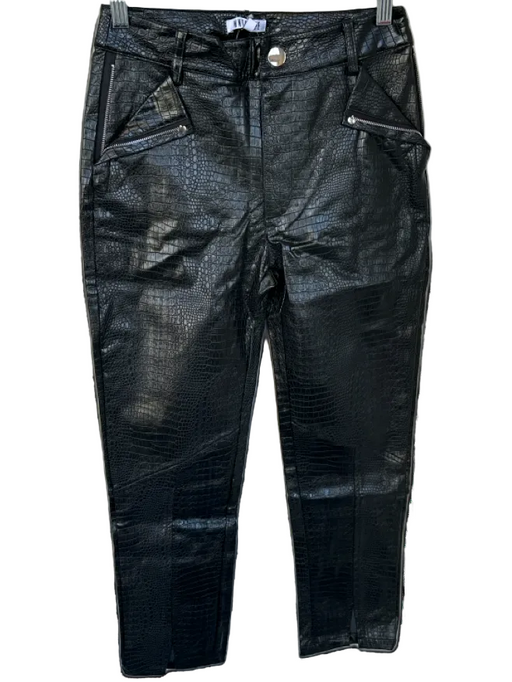 WNTRMSE Winter Muse Size 4 Black & Silver Vegan Leather High Waist Zippers Pants Black & Silver / 4