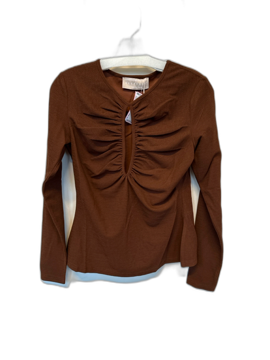 Keepsake Size 8 Brown Polyester Long Sleeve Keyhole Front Top Brown / 8