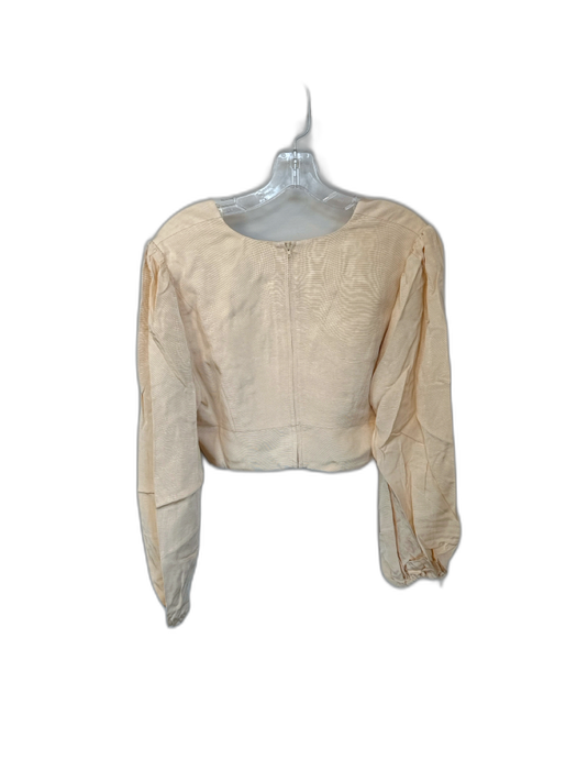 Keepsake Size 8 Tan Viscose Long Balloon Sleeve V Neck Cropped Top Tan / 8