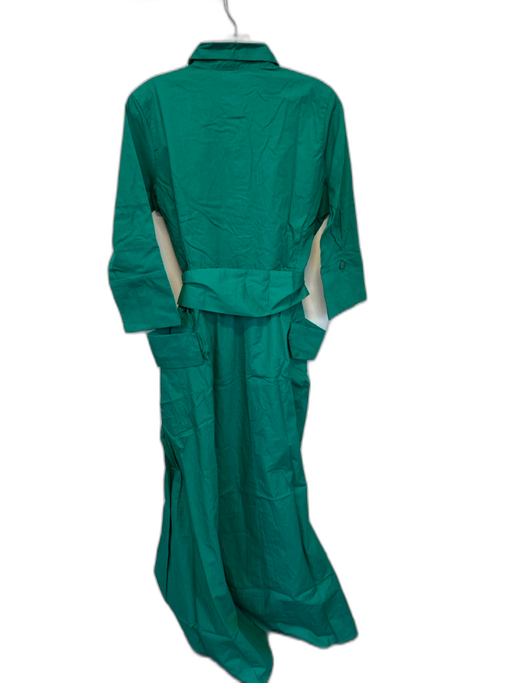 Lalibela Size S Teal Cotton Long Sleeve Side Cut Outs Button Down Belted Dress Teal / S