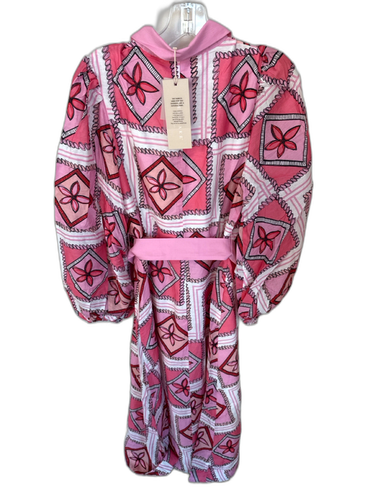Keepsake Size 6 Pink & Red Cotton Long Sleeve Flowers Collar Belted Dress Pink & Red / 6