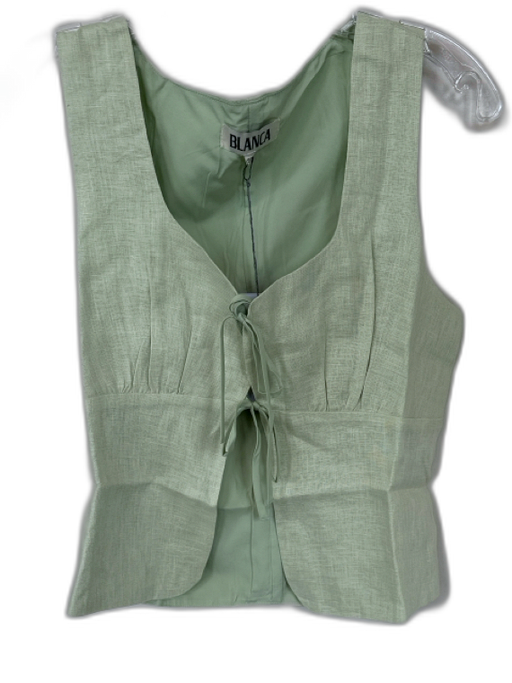 Blanca Size S/M Sage green Linen Sleeveless Front Tie Top Sage green / S/M