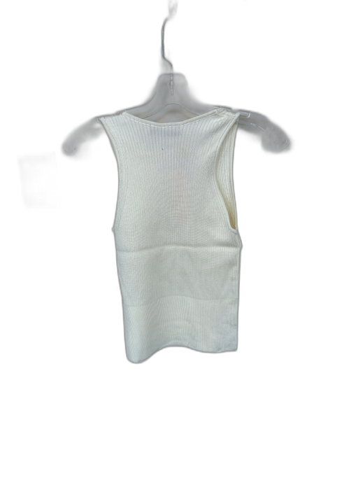 Paola Bernardi Size L Cream Viscose Blend Sleeveless Ribbed Square Neck Top Cream / L