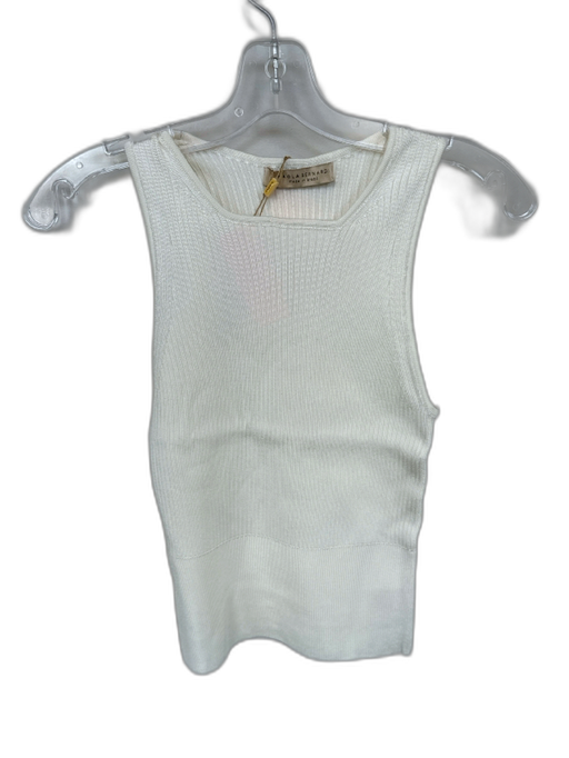 Paola Bernardi Size L Cream Viscose Blend Sleeveless Ribbed Square Neck Top Cream / L