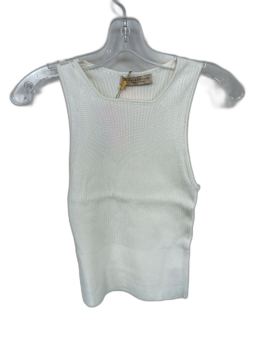 Paola Bernardi Size L Cream Viscose Blend Sleeveless Ribbed Square Neck Top Cream / L