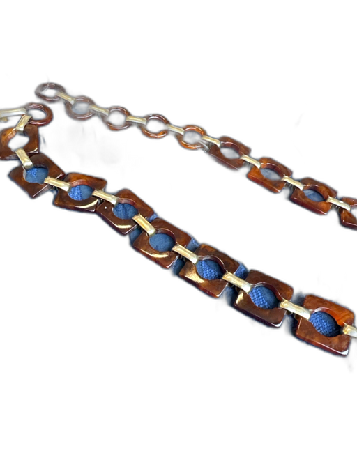 Yves Saint Laurent Brown & Brass Acrylic Tortoise shell Circles Squares Belts Brown & Brass / ADJUSTABLE