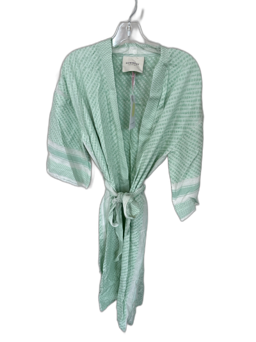 Summery Size S Sea Green & white Cotton Long Sleeve dots Belted Robe Sea Green & white / S
