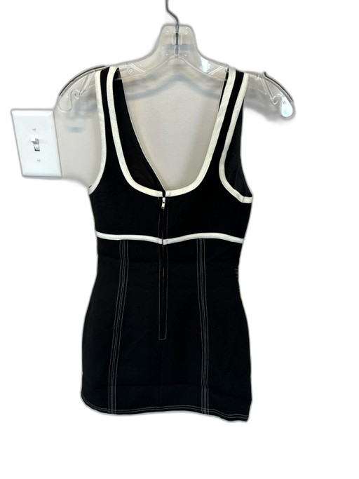C/Meo Collective Size XS Black & White Polyester Sleeveless Piping V Neck Dress Black & White / XS