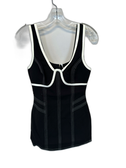 C/Meo Collective Size XS Black & White Polyester Sleeveless Piping V Neck Dress Black & White / XS