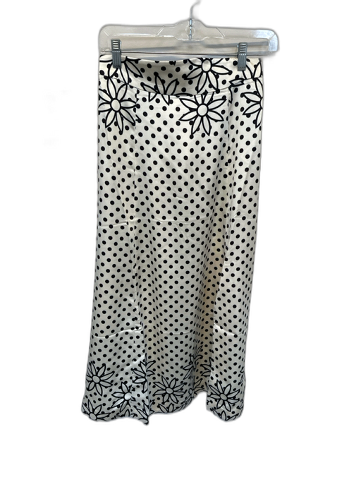 Keepsake Size 4 Cream & Black Polyester Back Zip Polka Dot Slit Maxi Skirt Cream & Black / 4