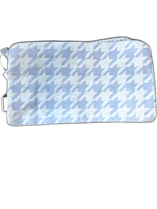 Summery Blue Cotton Houndstooth Zip Close Makeup Bag Bag Blue / S