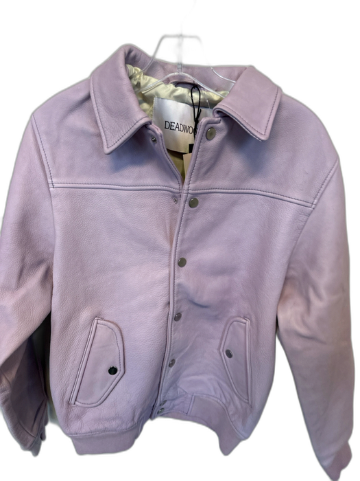 Deadwood Size XS Lavender Leather Long Sleeve Snap buttons Bomber Jacket Lavender / XS