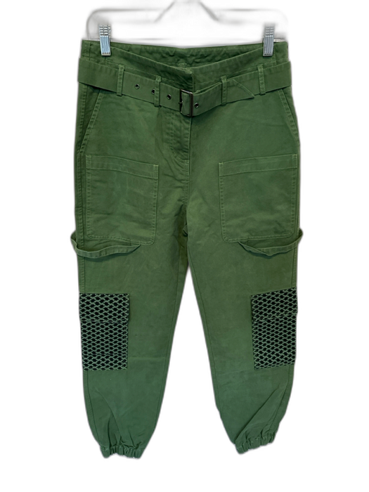 Cecilie Copenhagen Size XS Olive Green & Black Cotton High Waist Belted Pants Olive Green & Black / XS